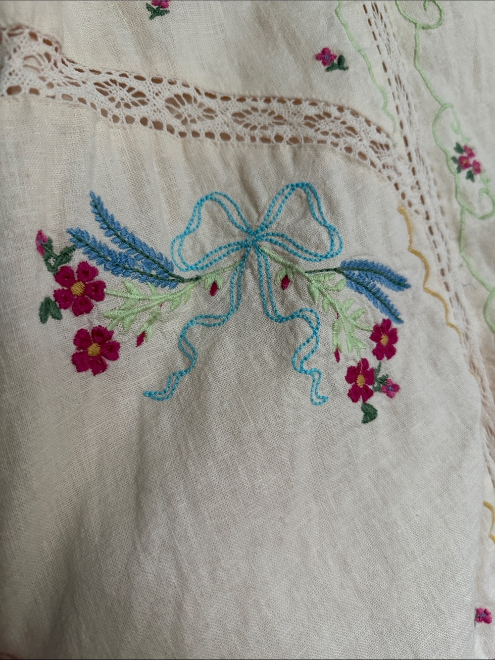 Anthropologie linen embroidered crochet dress 20w 2x - Picture 12 of 16